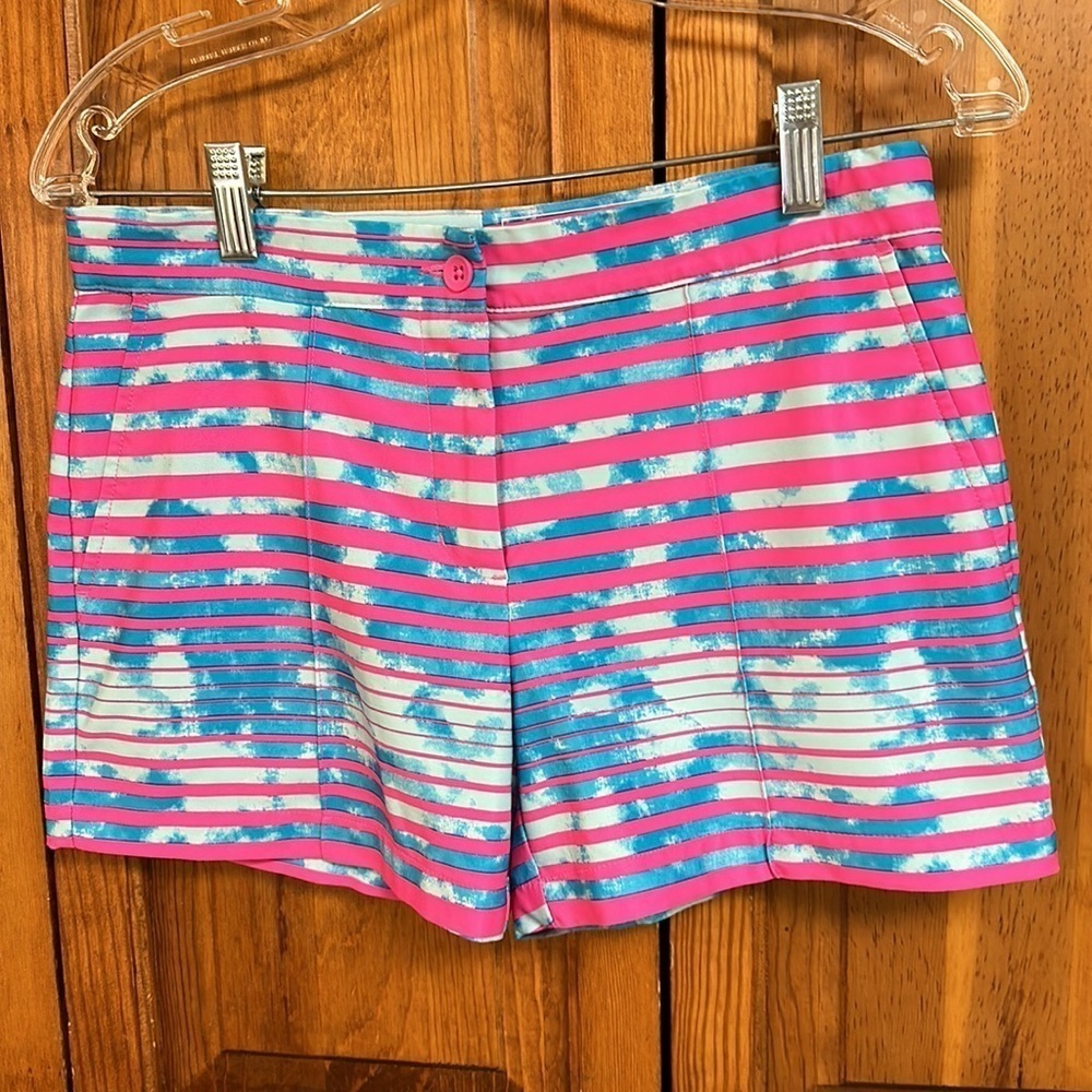 Slazenger Girls Golf Pink and Blue Striped Slash Pockets Adjustable Waistband L